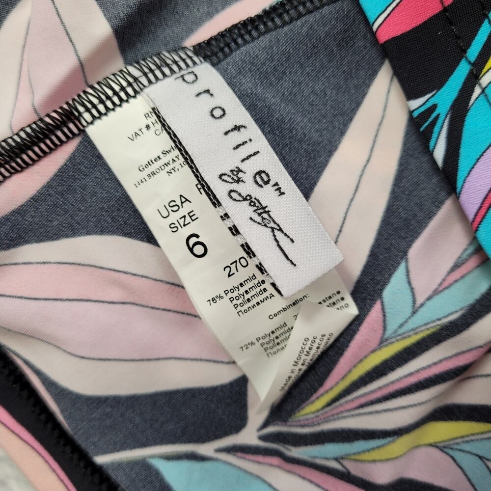 NWT Profile b Gottex Tropical Paparazzi Floral Black Multicolor Tankini Top sz 6 - Picture 11 of 16